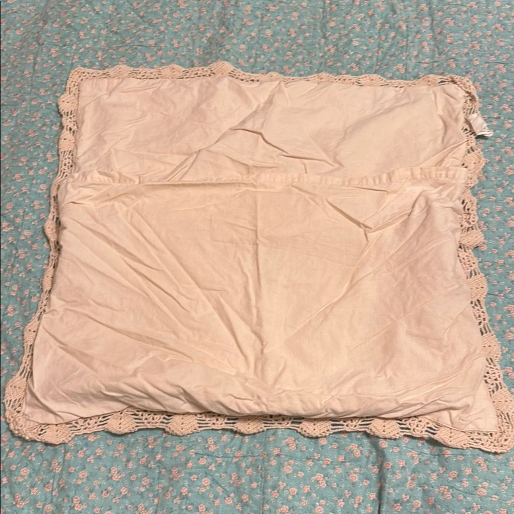 Pillow Case Handmade Crochet Square Pillow Cover  Beige